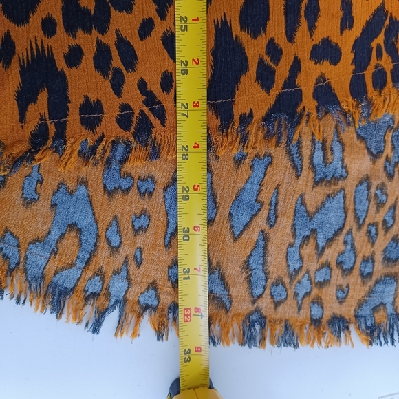 Umgee Leopard Print Collared V-Neck Boho Frayed Hem Sz L Tunic Top - Picture 11 of 15